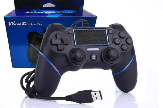 Intckwan Kabelgebunden Game Controller Für PS-4 / Pro/Slim/Laptop/Pc(Win7/8/10), Wired Gamepad Joystick Mit Vibration Und Anti-Rutsch-Griff, Ergonomie(Blau)