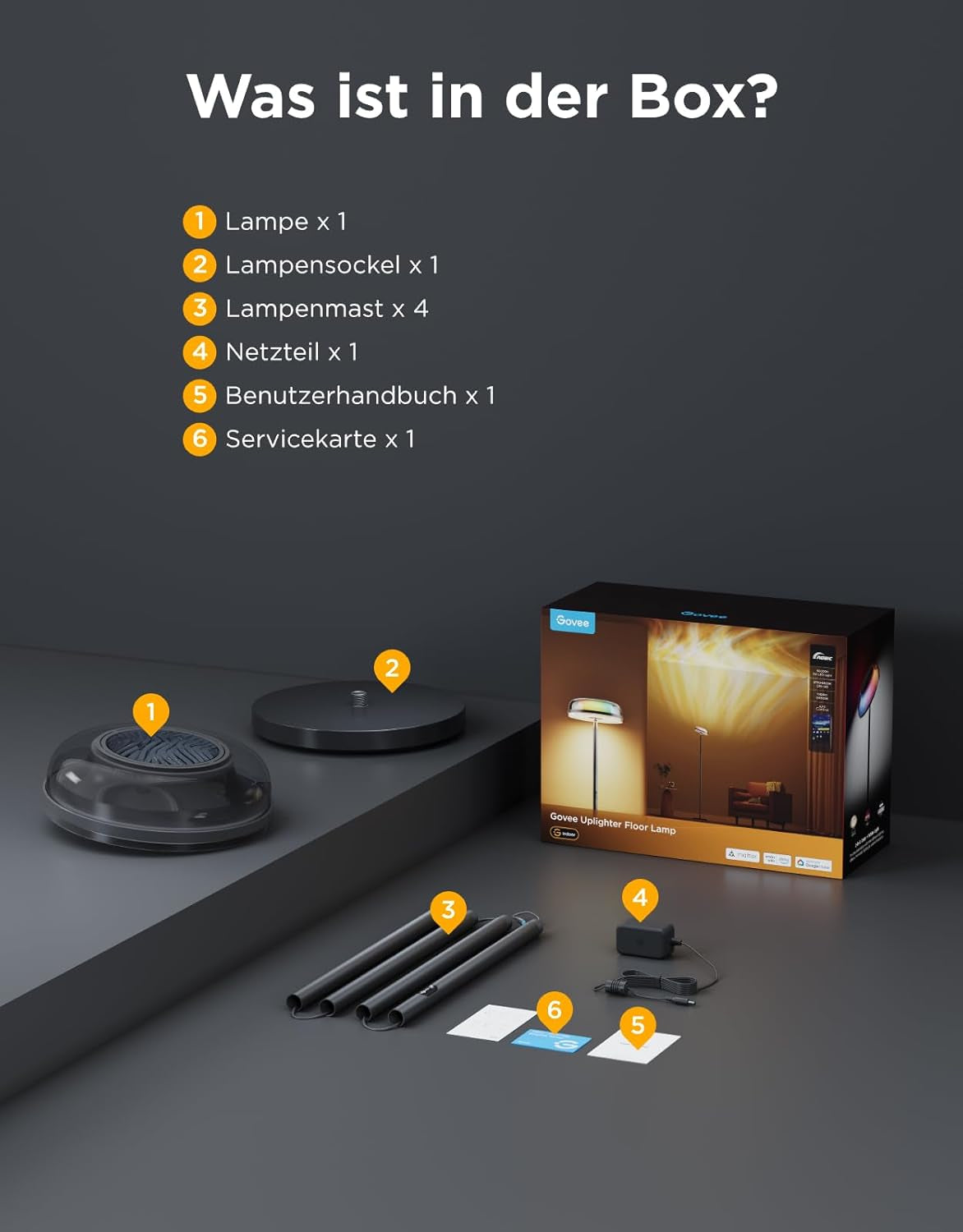 Govee Stehlampe Wohnzimmer Deckenfluter Wellenbeleuchtung RGBICWW, Dreizonenbeleuchtung Stehlampe, 80+ Szenenmodi, 2700-6500K, 1000LM, Kompatibel Mit Matter Und Alexa, Für Wohnzimmer, Schlafzimmer