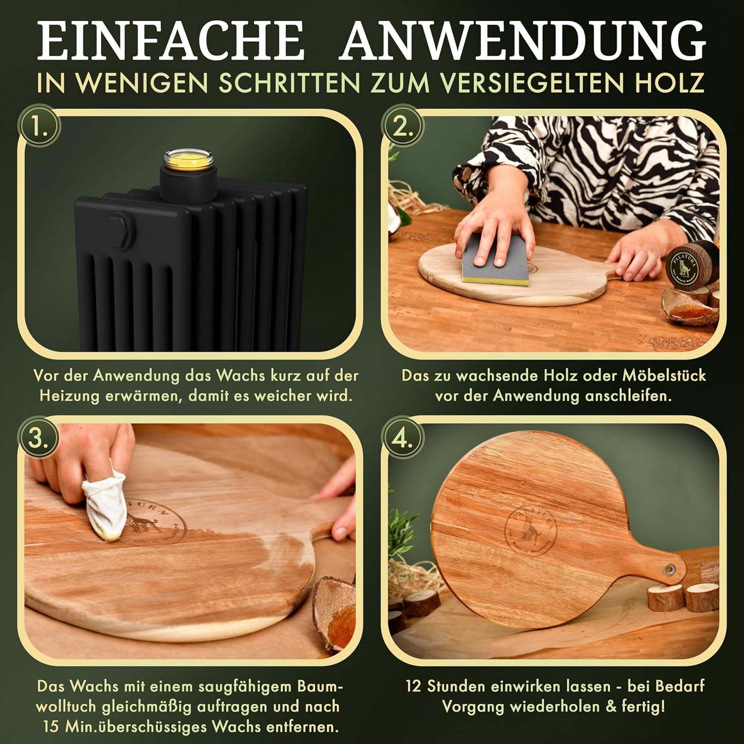 100% Natural Woodcare, Natürliche Holzpflege, Premium Holzwachs, Holzschutz Innen Und Außen, Möbelwachs, Möbelpflege Mit Bienenwachs Und Leinöl, 100Ml, Sehr Ergiebig