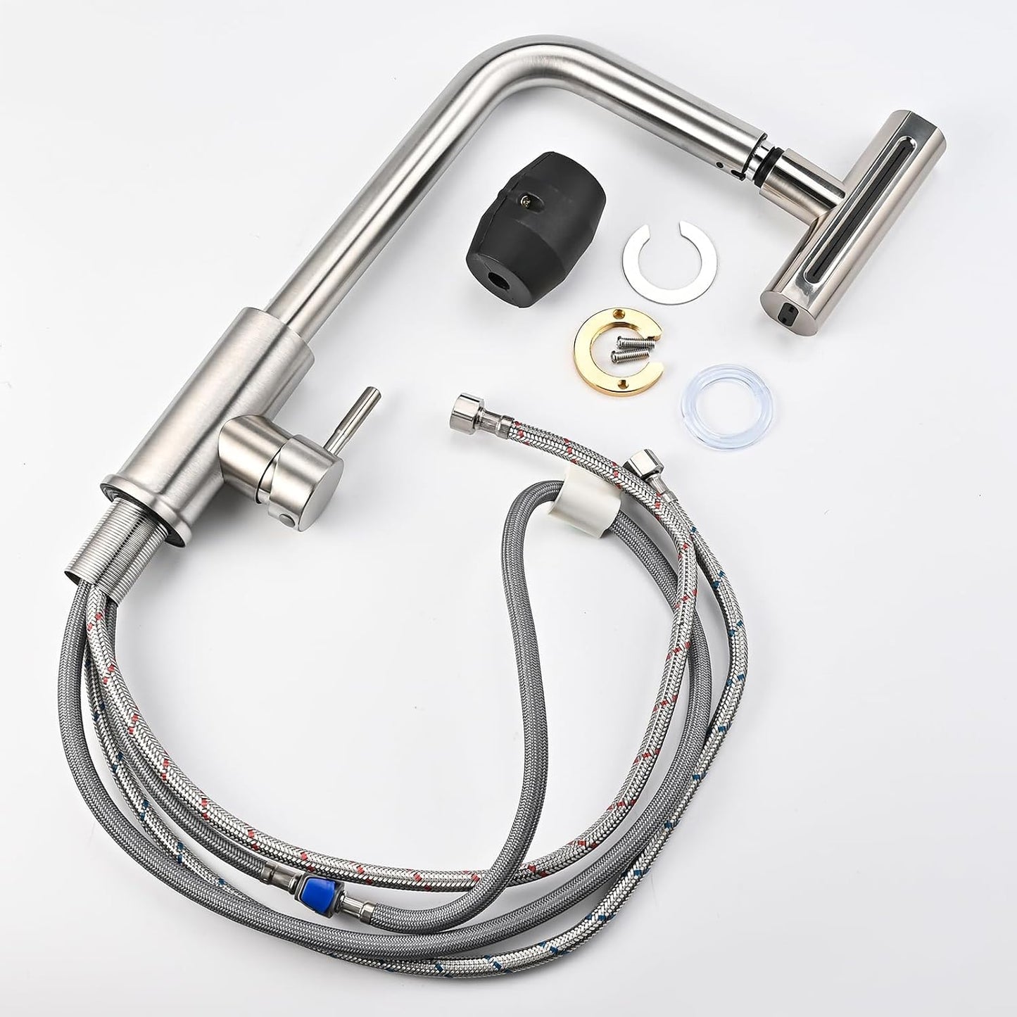 Wasserhahn Küche Ausziehbar, Hochdruck Küchenarmatur 360° Drehbar, Mischbatterie Spültischarmatur Mit Brause 4 Modus, Herausziehbarer Armatur Küche (Edelstahl)