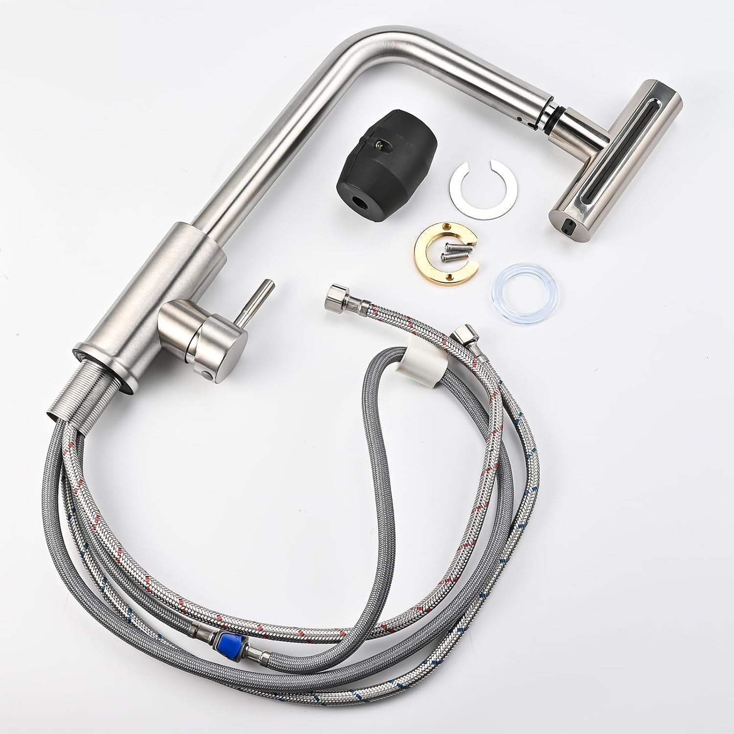 Wasserhahn Küche Ausziehbar, Hochdruck Küchenarmatur 360° Drehbar, Mischbatterie Spültischarmatur Mit Brause 4 Modus, Herausziehbarer Armatur Küche (Edelstahl)