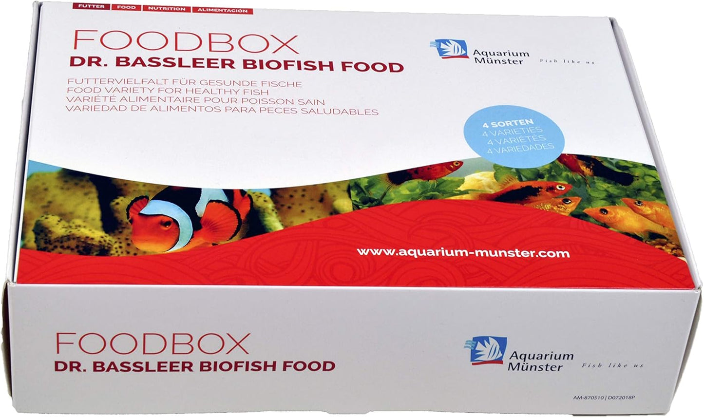 Aquarium Münster Dr. Bassleer Biofish Food Foodbox L - Enthält 4 Sorten Futter Je 60G Regular Chlorella Garlic Acai