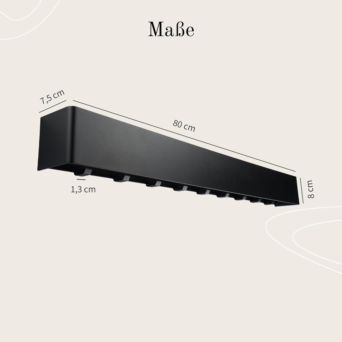 Designfabrik Hamburg Wandgaderobe | Garderobe Mit Verdeckten Wandhaken | Garderobenleiste Aus Metall | Kleiderhaken | Garderobe Modernes Design 80 Cm Matt Schwarz