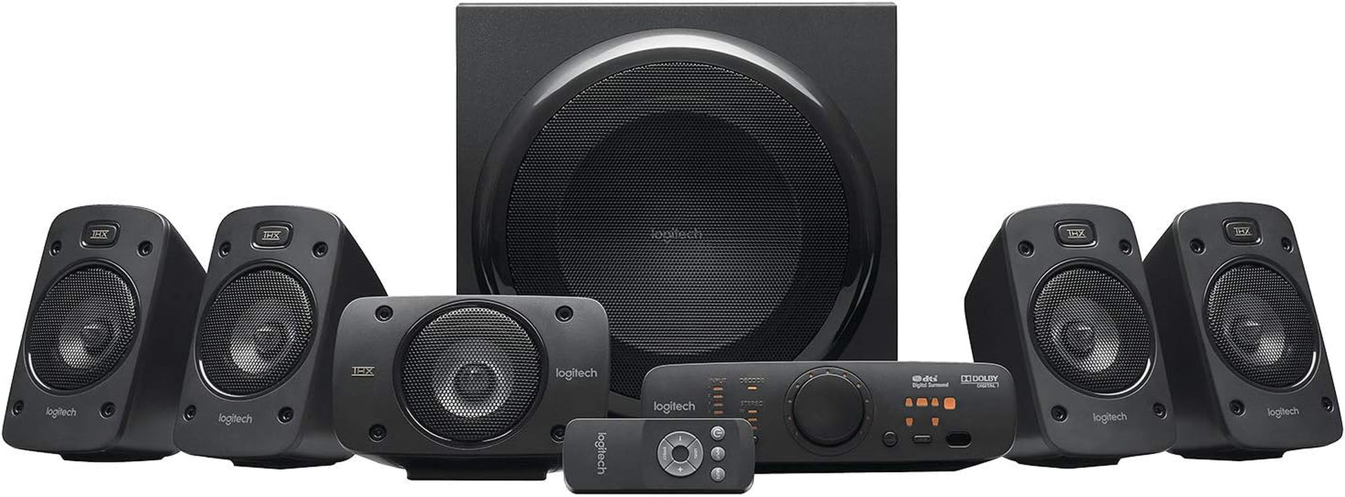 Logitech Z906 5.1 Sound System, Lautsprecher Mit 1000 Watt Surround Sound, THX, Mehrere Audio-Eingänge, Fernbedienung, EU Stecker, Pc/Ps4/Xbox/Stereo-Anlage/Tv/Smartphone/Tablet - Schwarz