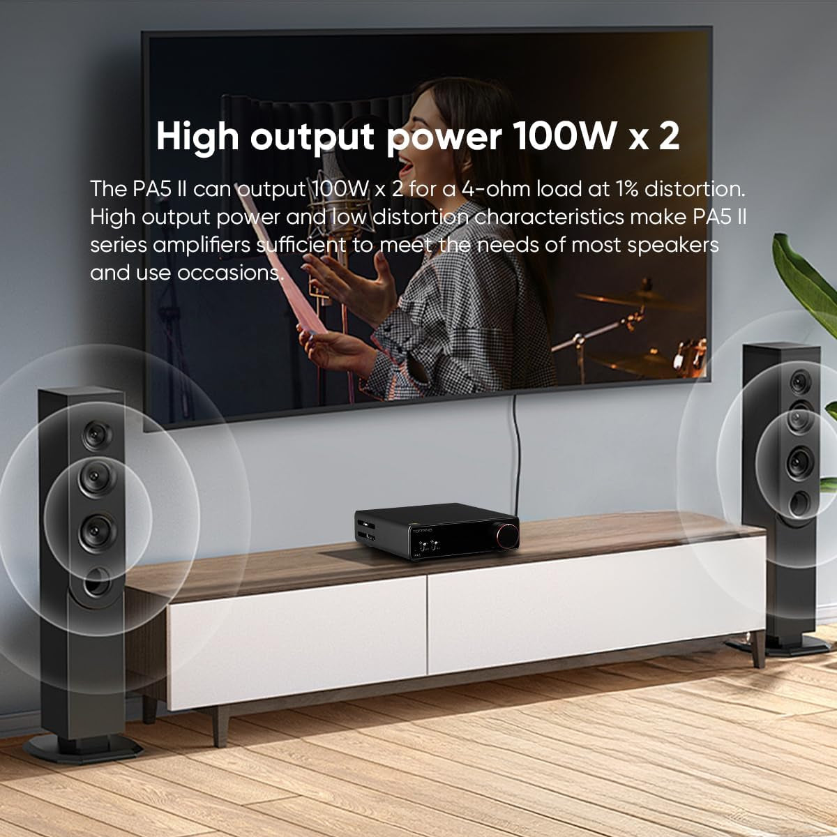 Topping PA5 II Hifi-Leistungsverstärker 100W X 100W Full Balanced Amplifiers TRS/RCA Input Desktop Home Audio Class D Amp (Schwarz)