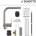 SCHÜTTE 79729 LONDON Niederdruck-Küchenarmatur in Edelstahl Mit Ausziehbarer Geschirrbrause, 360 Grad Schwenkbarer Wasserhahn Für Die Küche, Mischbatterie Mit Einhebelmischer, Spültischarmatur