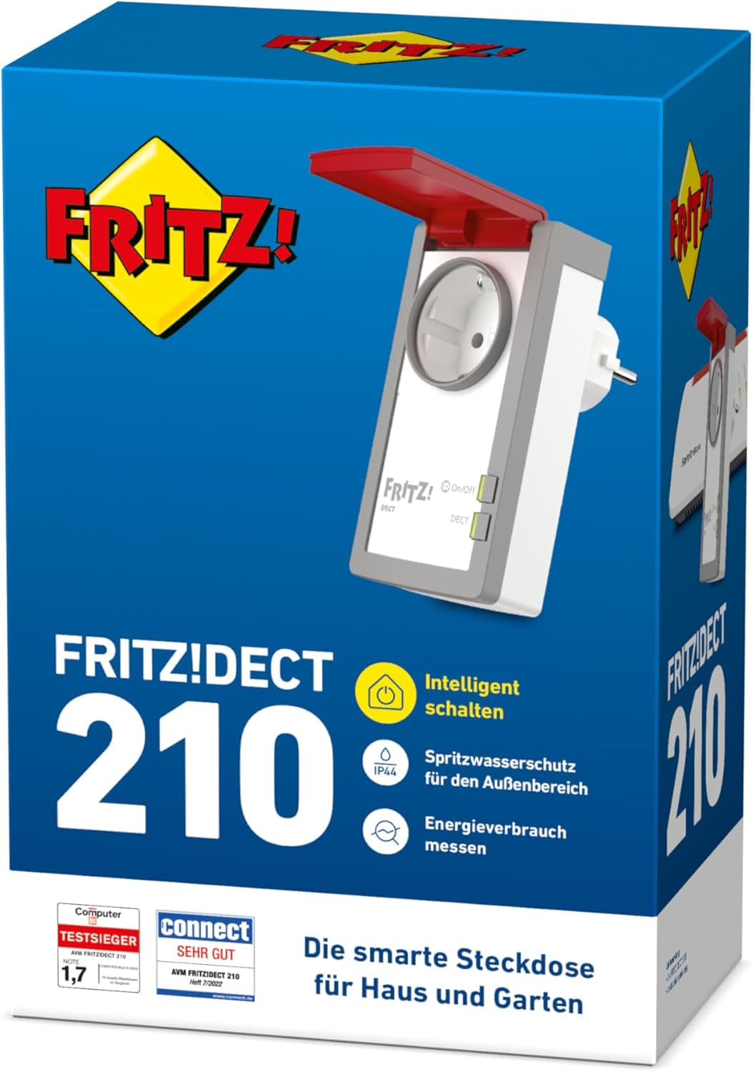 FRITZ!DECT 210 (Intelligente Steckdose Für Smart Home, Steuerbar Zum Energie Sparen, Mit Spritzwasserschutz (IP 44) Für Einsatz Im Außenbereich)