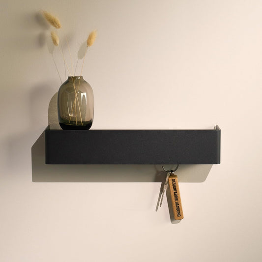 Designfabrik Hamburg Schlüsselbrett | Moderne Schlüsselaufbewahrung Mit Ablage | Schlüsselhalter Zur Wandmontage Aus Metall | Minimalistisches Design Für Flur & Eingang | Schwarz