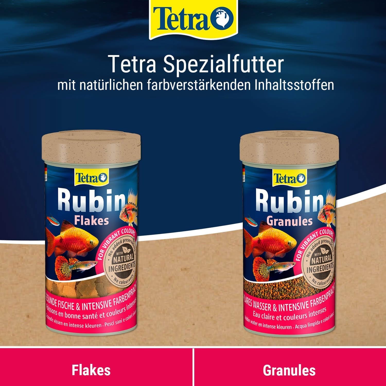 Tetra Rubin Flakes - Fischfutter in Flockenform Mit Natürlichen Farbverstärkern, Unterstützt Eine Intensive Farbenpracht Der Fische, 1 L Dose