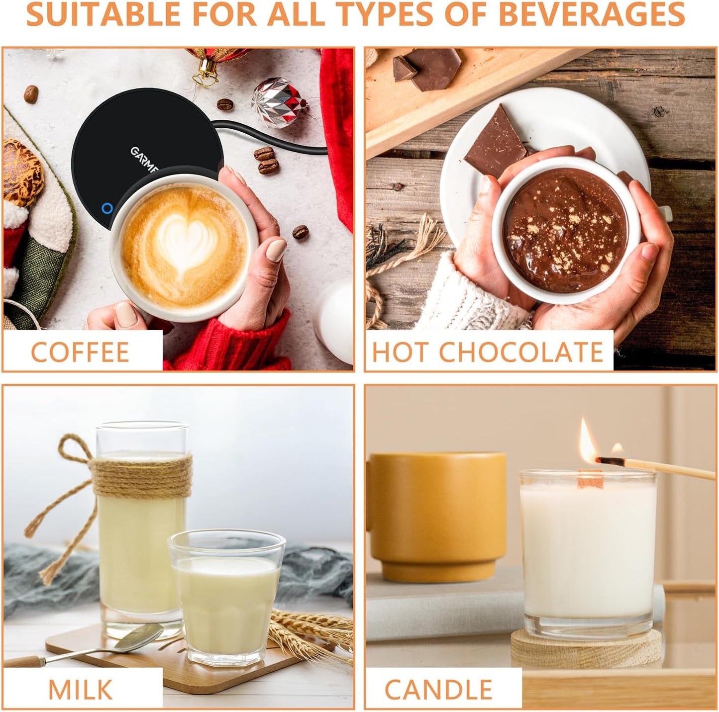 Elektrischer Kaffeewärmer Kaffetasse Warmhaltend - Smart Schreibtisch Tassenwärmer Mit 2 Temperatureinstellungen Tassenwärmer Teewärmer Elektrischer Getränkewärmer Für Kakao Milch