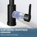 Wasserhahn Küche Küchenarmatur Schwarz - Waterfall Spültischarmatur Ausziehbar Mit Brause Mischbatterie Spüle 360° Drehbar Armatur Edelstahl Mit 3 Strahlarten Küchenwasserhahn