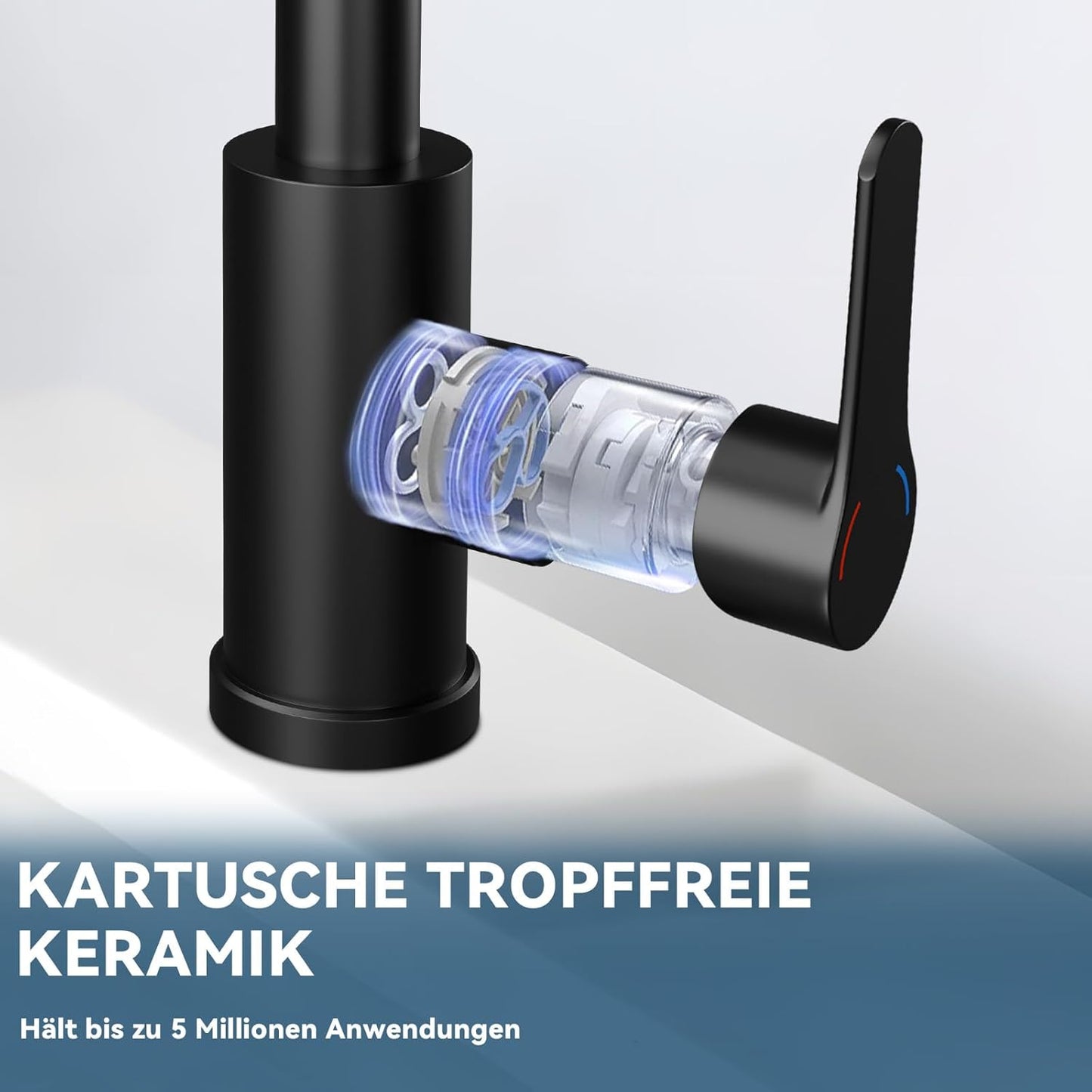 Wasserhahn Küche Küchenarmatur Schwarz - Waterfall Spültischarmatur Ausziehbar Mit Brause Mischbatterie Spüle 360° Drehbar Armatur Edelstahl Mit 3 Strahlarten Küchenwasserhahn