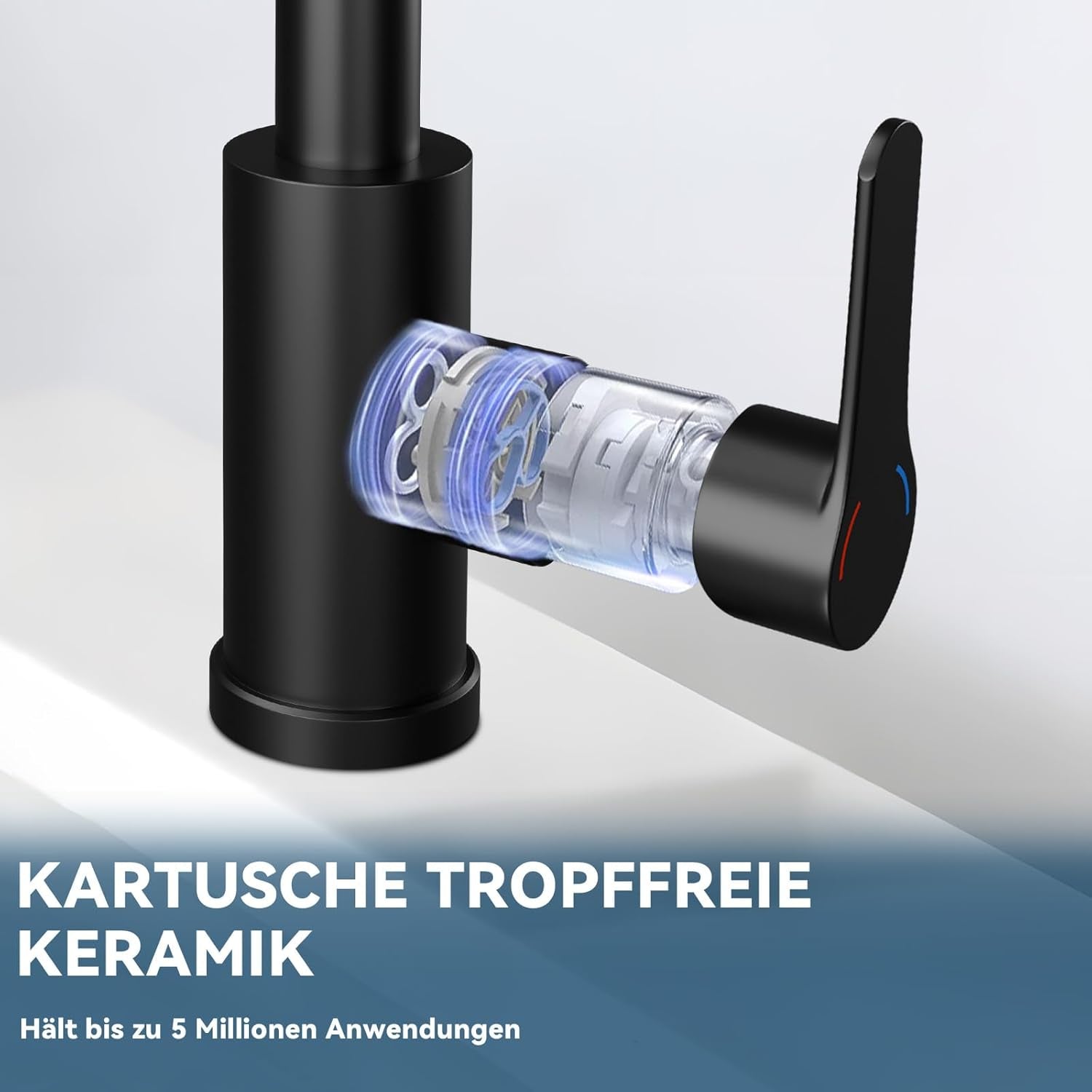 Wasserhahn Küche Küchenarmatur Schwarz - Waterfall Spültischarmatur Ausziehbar Mit Brause Mischbatterie Spüle 360° Drehbar Armatur Edelstahl Mit 3 Strahlarten Küchenwasserhahn