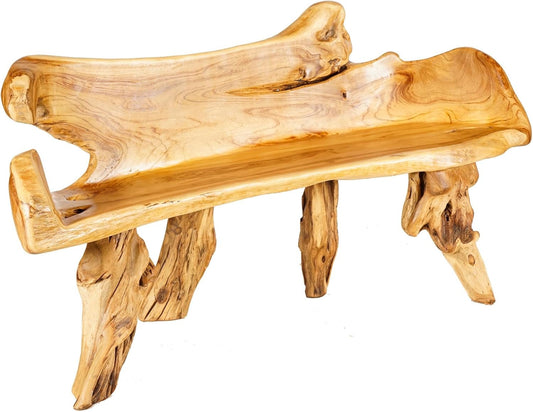 Windalf Große Sitzbank ANNEDORE 175 Cm Rustikale Holz-Bank Handarbeit Wurzelholz