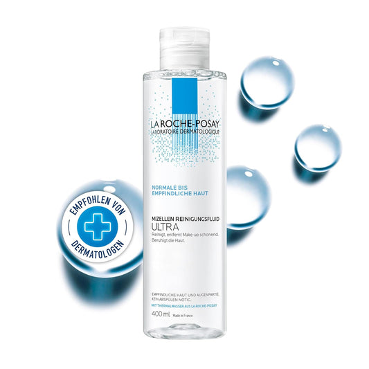 La Roche Posay Mizellen-Reinigungsfluid Ultra Für Empfindliche Haut, Gesichtsreinigung Und Make-Up-Entferner Mit Mizellen-Technologie, Mizellenwasser, Reinigungswasser, Gesichtswasser, 400 Ml
