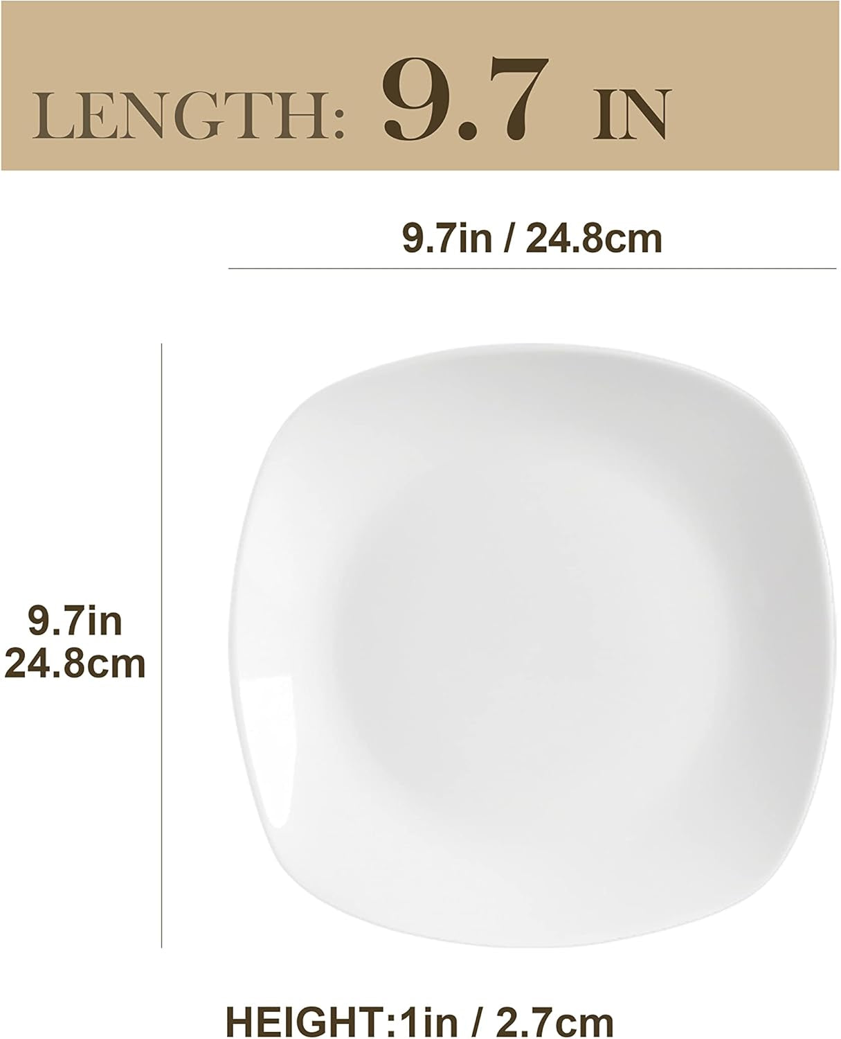 MALACASA, Serie Elisa, 6 TLG. Porzellan Tellerset Speiseteller Flache Teller Essteller Set Flachteller 24,8Cm Für 6 Personen