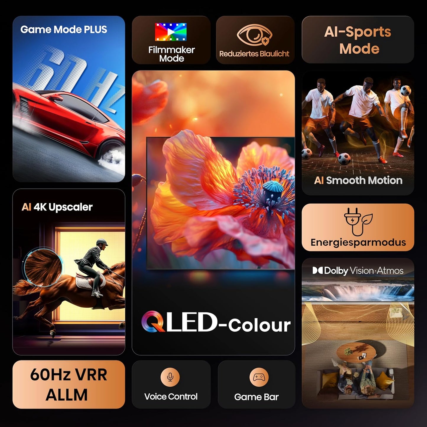 Hisense 75E7Q Fehrnseher, 75 Zoll, 4K UHD QLED, Smart TV, Game Mode Plus, Filmaker Mode, Dolby Vision Atmos, HDR10, HLG, HDR Immersive, AI 4K Upscaler, Dolby MS12, DTS X, Sprachsteuerung [2025]