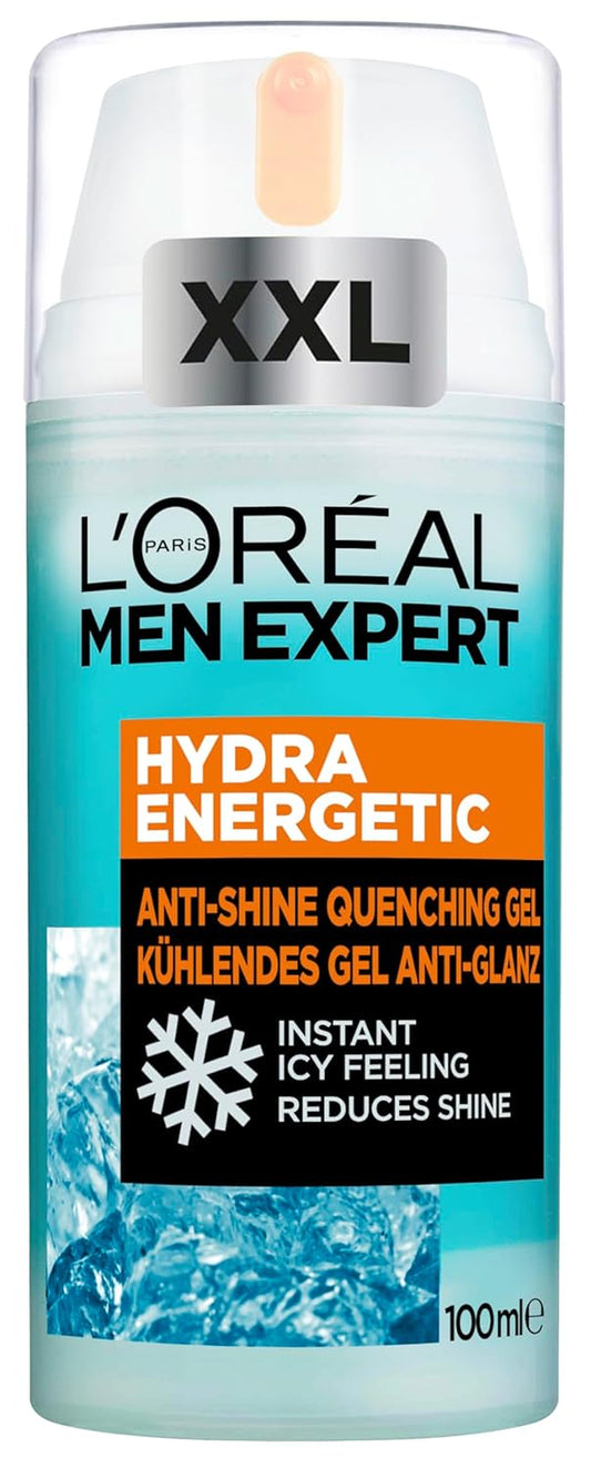 L'Oréal Men Expert XXL Kühlende Gesichtspflege Anti-Glanz Für Männer, Erfrischendes Und Mattierendes Gesichtsgel, Gesichtscreme Für Herren, Hydra Energy, [Amazon Exclusive], 1 X 100 Ml
