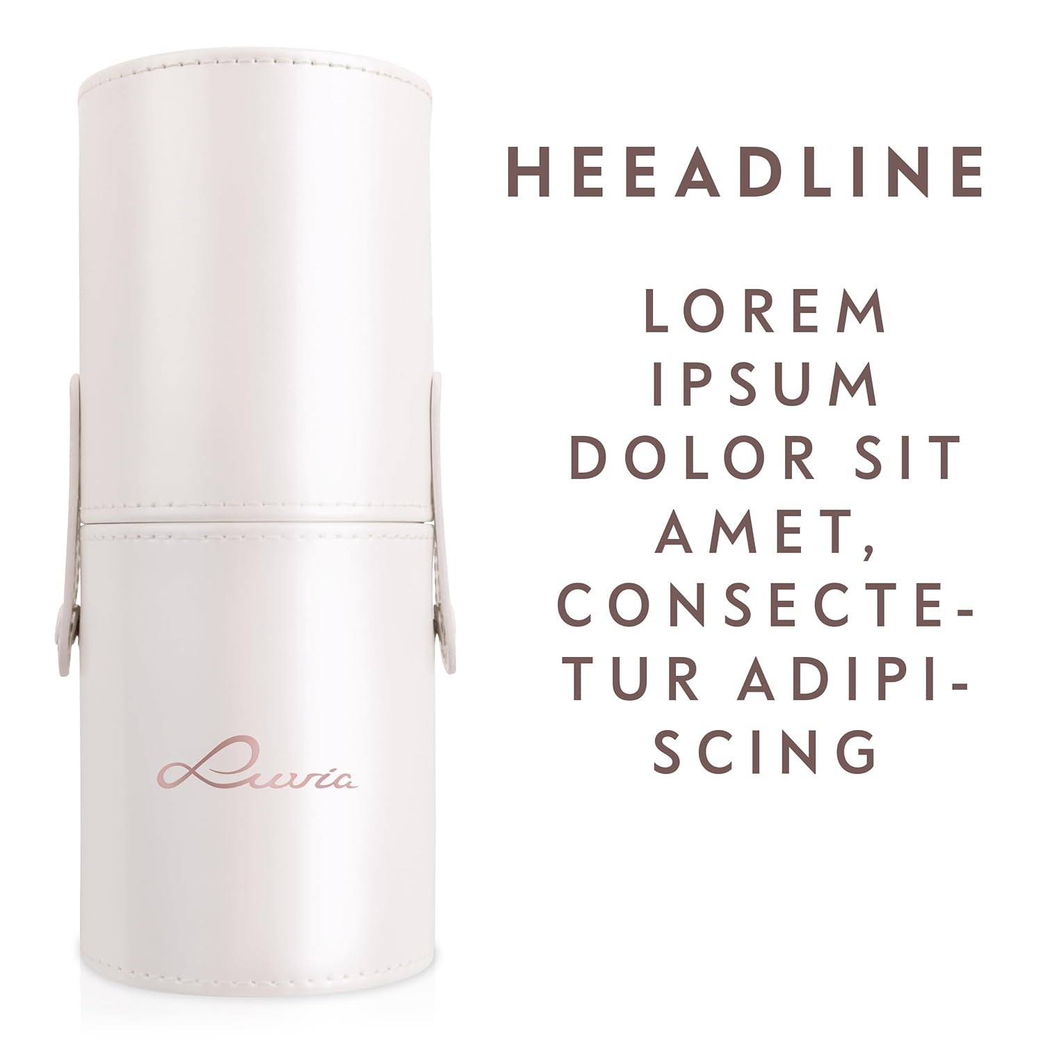 Make-Up Pinselset 15-Teilig Vegan | 12 Profi Schminkpinsel | Inkl. Blender, Reinigungsmatte & Veganem Leder-Köcher | Prime Vegan Pro | Coffee/Perlmutt | Luvia