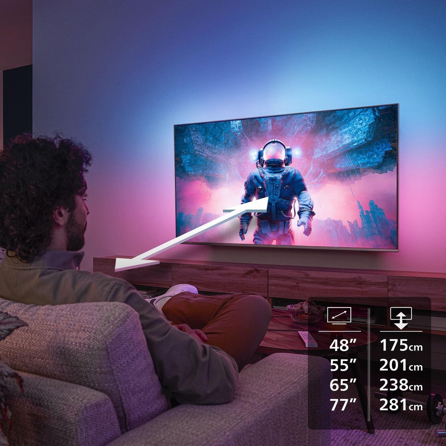 Philips Ambilight 77OLED760 4K OLED Smart TV - 77 Zoll Display Mit P5 AI Perfect Picture Engine Ultra HD, Titan OS, Dolby Vision Und Atmos Sound - Funktioniert Mit Alexa Und Google Sprachassistent