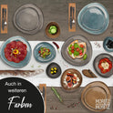 Moritz & Moritz ORGANIC 18-Teiliges Geschirrset 6 Personen Grau - Elegantes Teller Set Aus Hochwertigem Steinzeug - Geschirr Set 6 Personen Aus 6X Dinnerteller, 6X Dessertteller, 6X Suppenteller