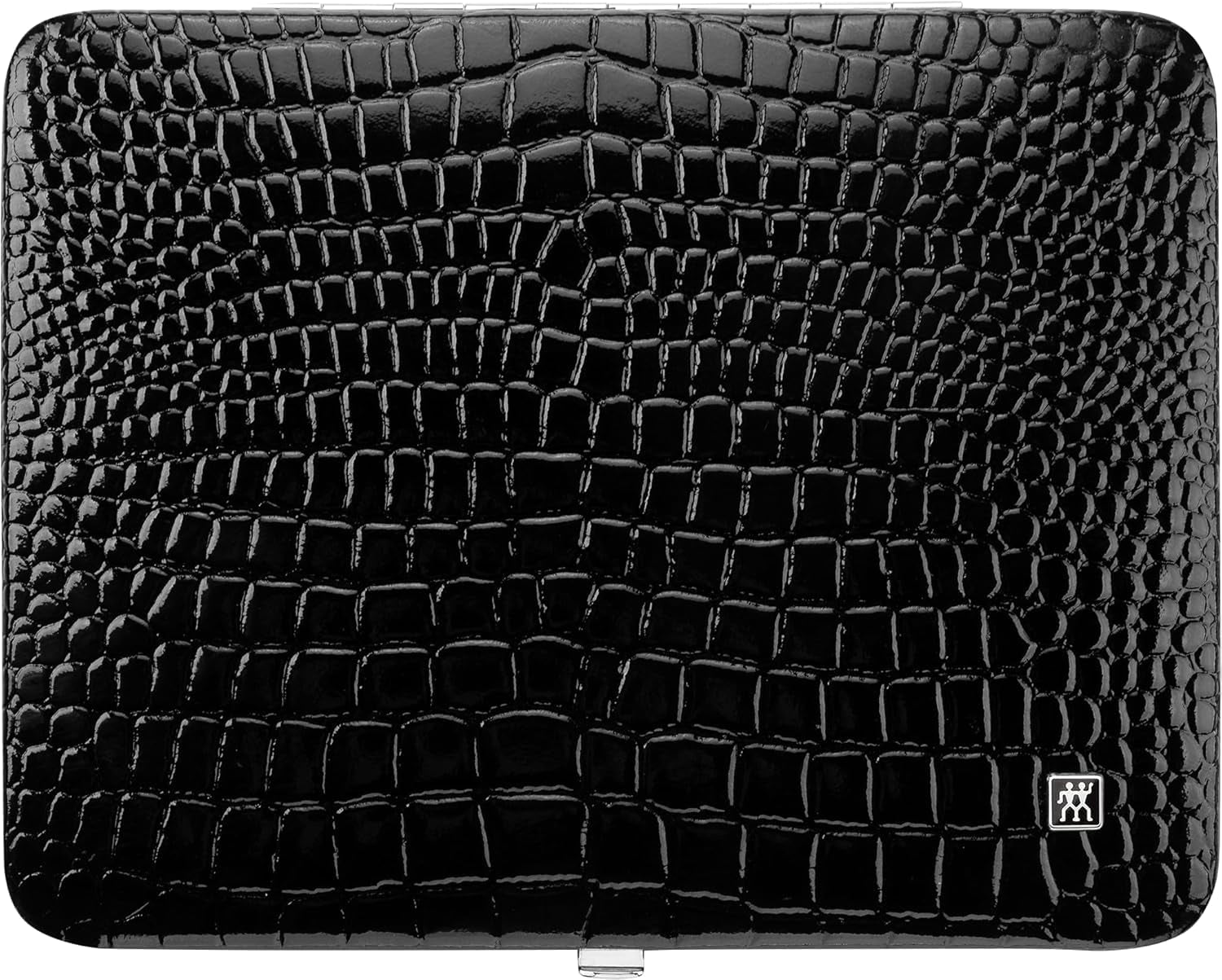 ZWILLING Maniküre-Set (10 Teilig, Komplettset Für Finger- Und Fußnägel, Echtleder Etui Mit Metallrahmen), Edelstahl Poliert, Kroko Edition, Schwarz