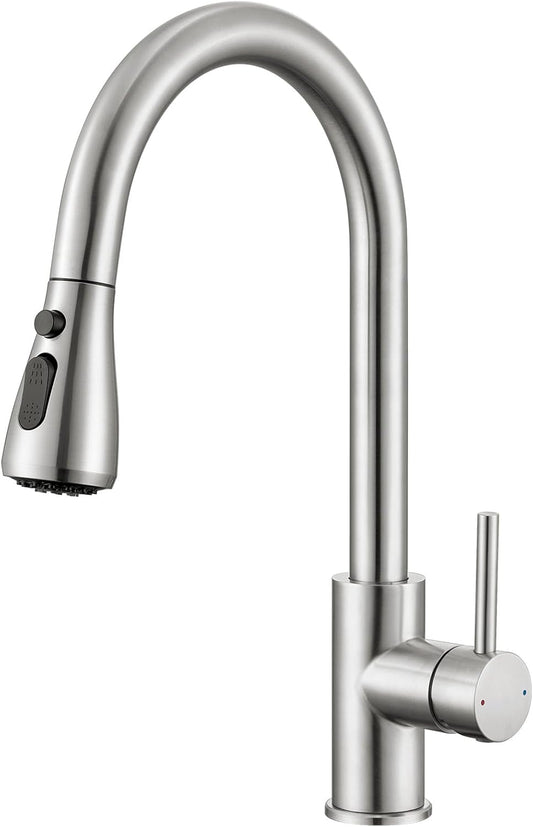 CECIPA Wasserhahn Küche Mit 3 Modi, Hochdruck Küchenarmatur Mit Brause Ausziehbar, Mischbatterie Küche 360° Schwenkbar, Einhebel Spültischarmatur Küche Mit Hohem Bogen, Armatur Küche Edelstahl