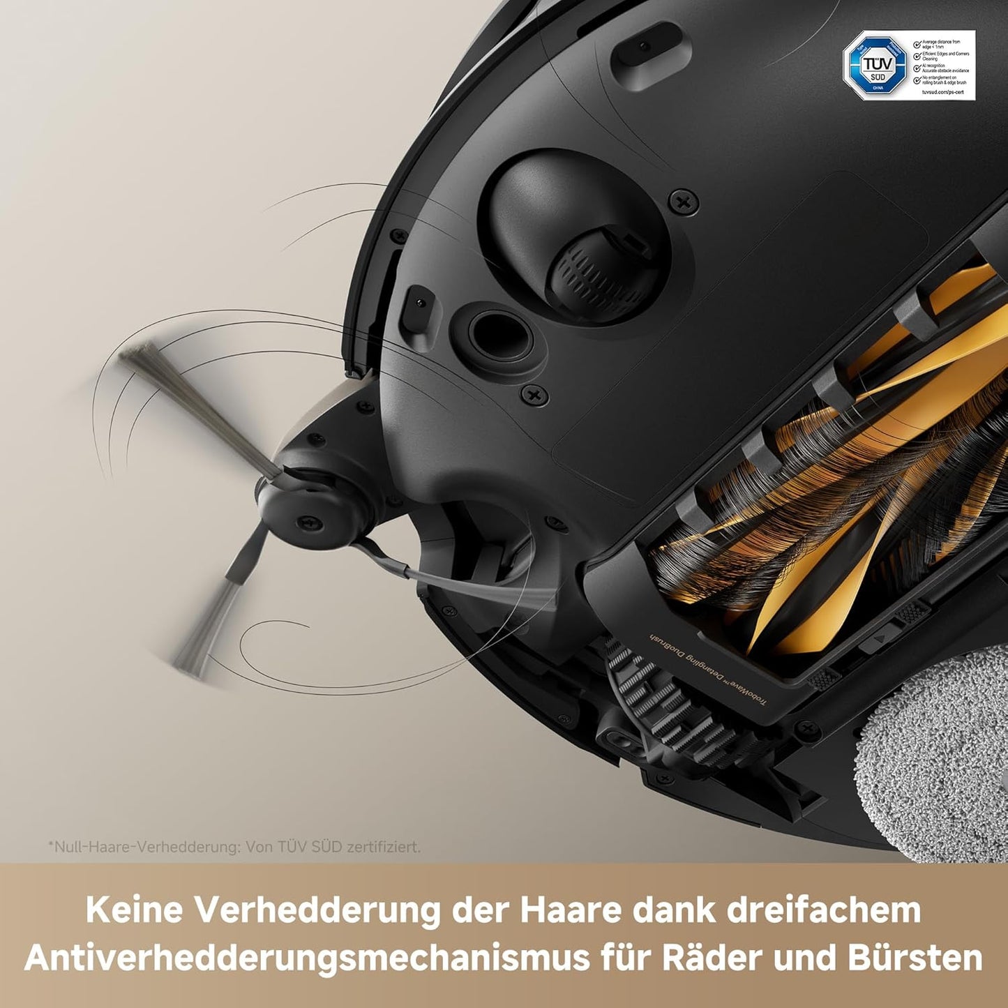 Mova V50 Ultra Complete Saugroboter Mit Wischfunktion 24.000 Pa, 6Cm Hindernisüberwindung, Liftable Navigation+Rgb AI+LED, 80℃ Heißwasserwäsche & 63℃ Selbsttrocknung, Duosolution System, Tricut Bürste