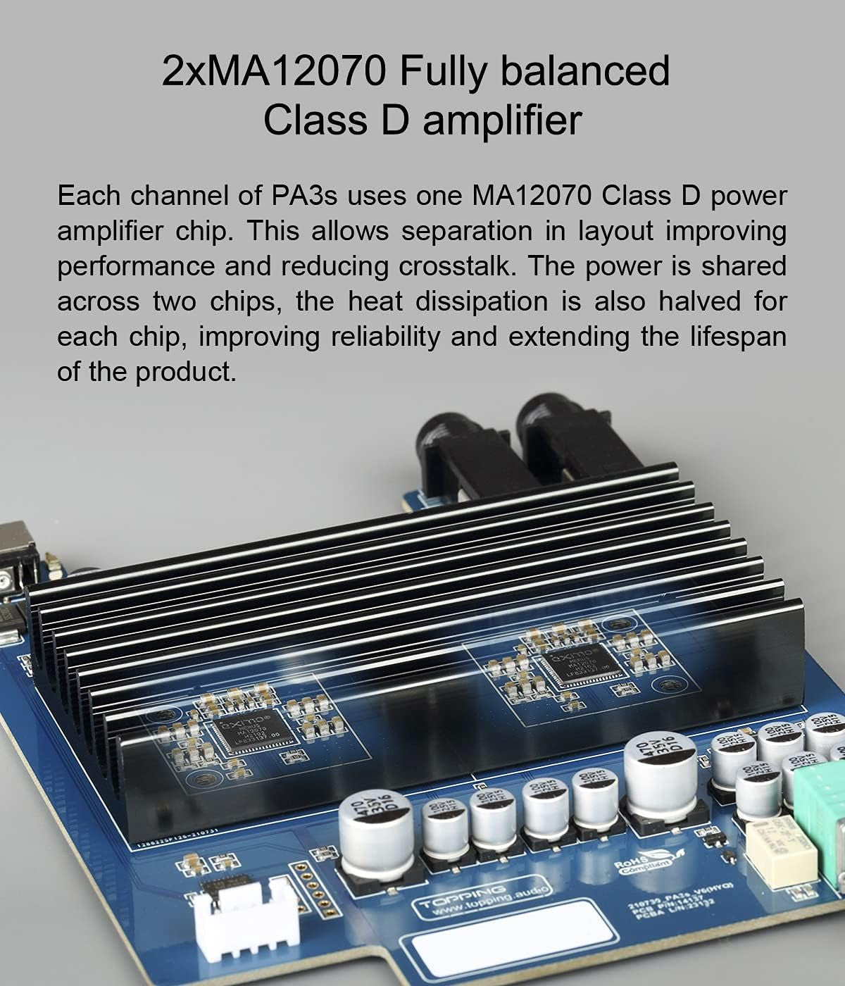 Topping Pa3S Fully Balanced Amplifier MA12070 X 2 Verstärker RCA TRS Class D Amp 80 W X 2 Leistungsverstärker Für Dx3Pro+ Schwarz