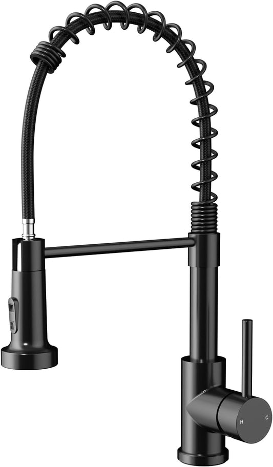Rainsworth Wasserhahn Küche Schwarz Edelstahl - Zwei Wasserstrahlarten Hochdruck Herausziehbare Küchenarmatur Mit Brause Ausziehbar, Spültischarmatur 360° Drehung Geeignet Für Küchen