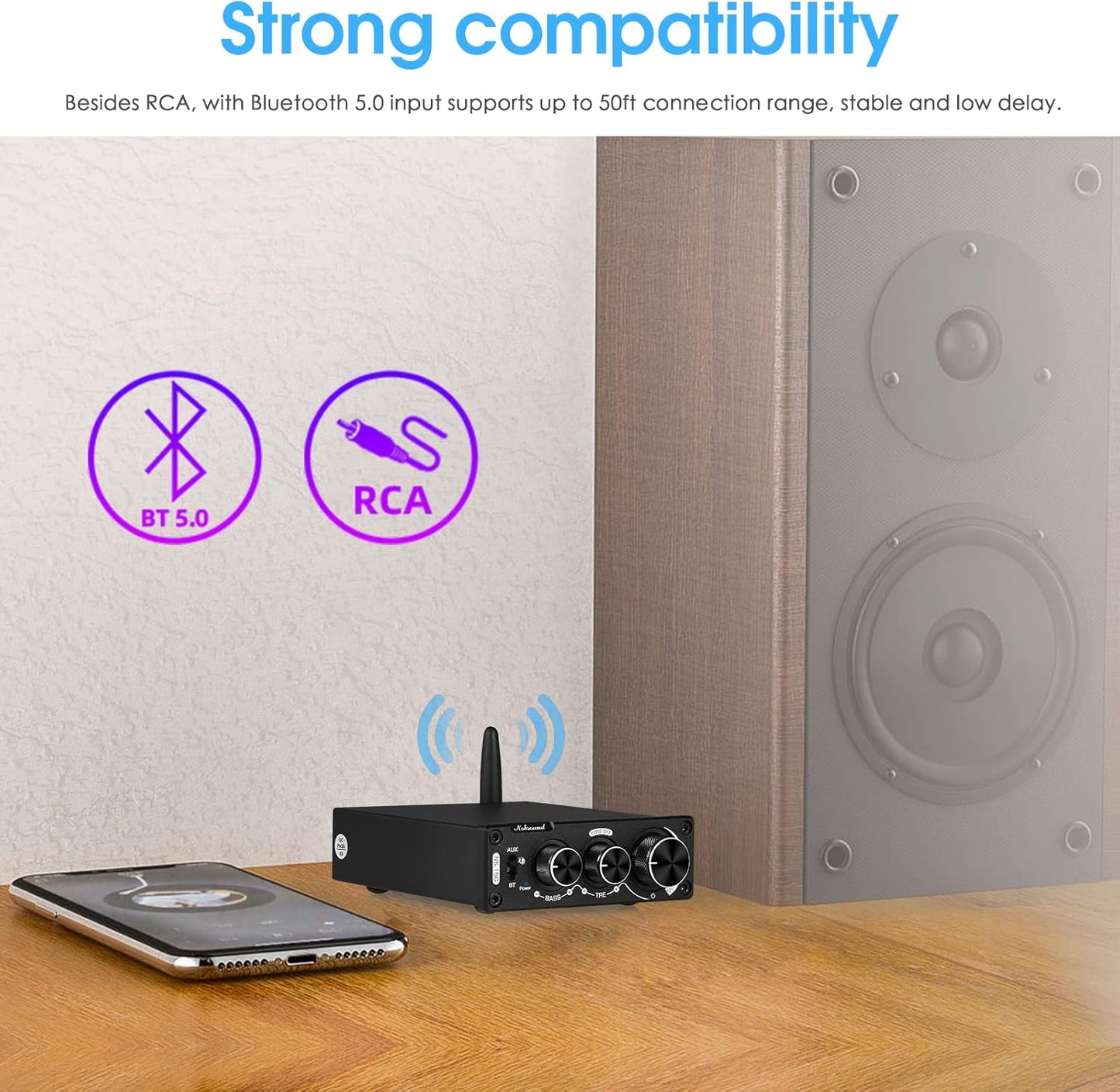 Nobsound 200W Mini Bluetooth Digital Verstärker Hifi Stereo Amplifier Mit Bass Und Höhenregler Für Heimlautsprecher