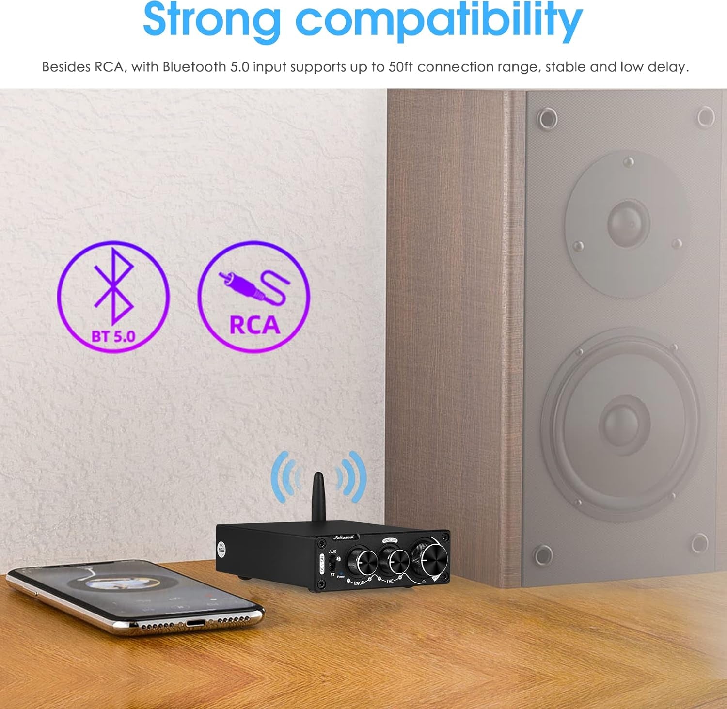 Nobsound 200W Mini Bluetooth Digital Verstärker Hifi Stereo Amplifier Mit Bass Und Höhenregler Für Heimlautsprecher