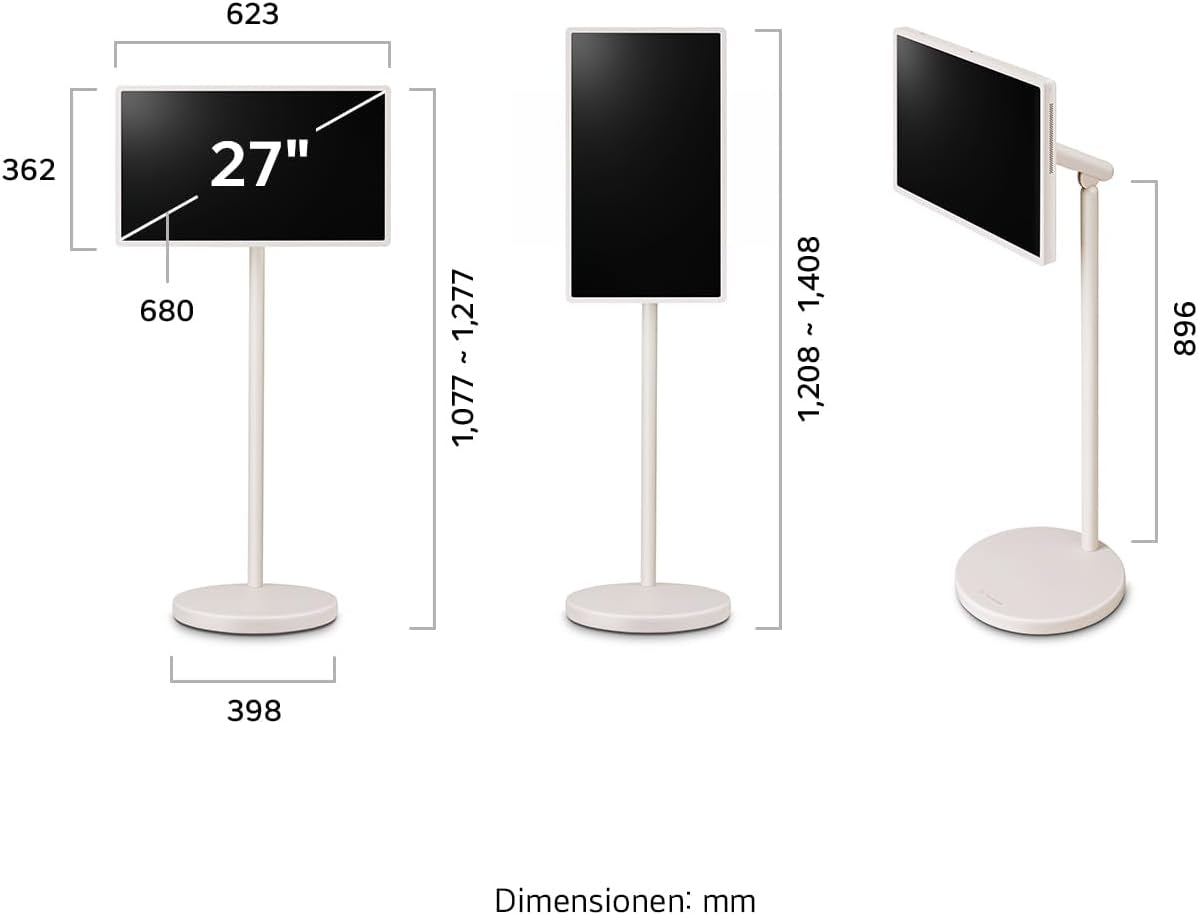LG 27LX6TDGA TV (27 Zoll) Lifestyle TV Stanbyme 2 (QHD Touchscreen, 60Hz, Integrierter Akku, Streaming Apps) Beigefarben