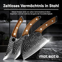 Matsato Messerset 3-Teilig | Scharfes Küchenmesser Set, Vielseitige Messer Für Fleisch, Fisch & Gemüse, Ergonomischer Griff, Ideal Für BBQ