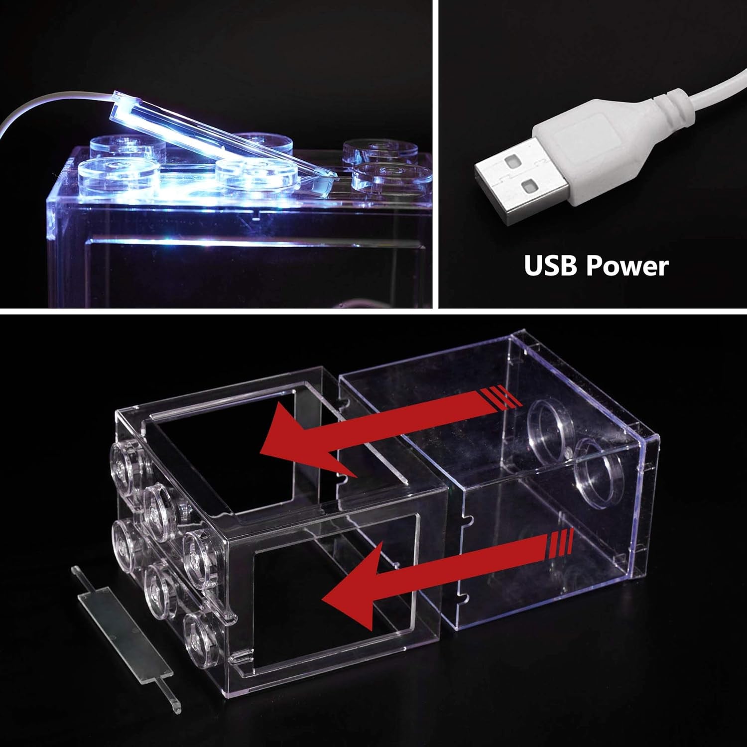 Kampffisch Aquarium Klein Komplettset, 1 L Aquarium Set Komplett Mit LED- Beleuchtung, Weißem Kies, Künstlichen Korallen Und Wasserpflanzen