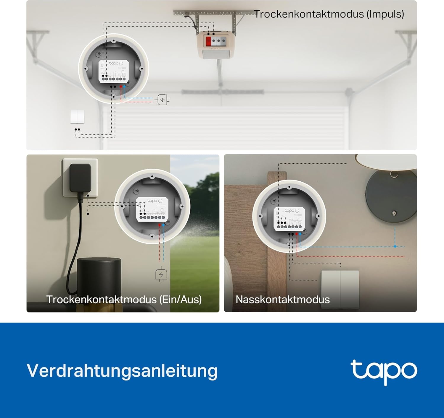 Tapo S110E WLAN Und Bluetooth Smart Relaisschalter, Dry/Wet Contact, 1 Kanal, 10A, Lichtschalter, Garagentoröffner, Energieerfassung, Kompatibel Mit Alexa, Matter, Kein Hub Erforderlich