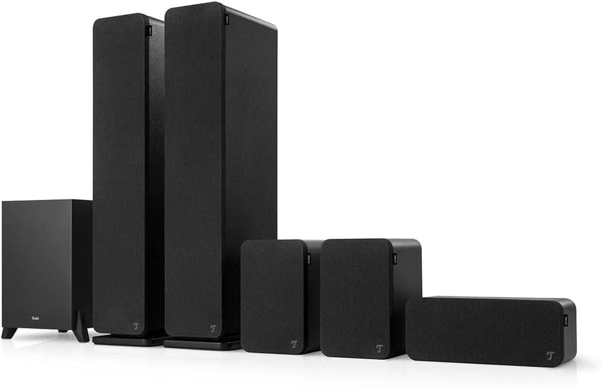 Teufel Ultima 40 Mk4 5.1 Soundsystem Home Cinema - Surround Sound System Heimkino Mit Mächtiger Subwoofer, Bassreflex, Kevlar Mitteltöner - Schwarz