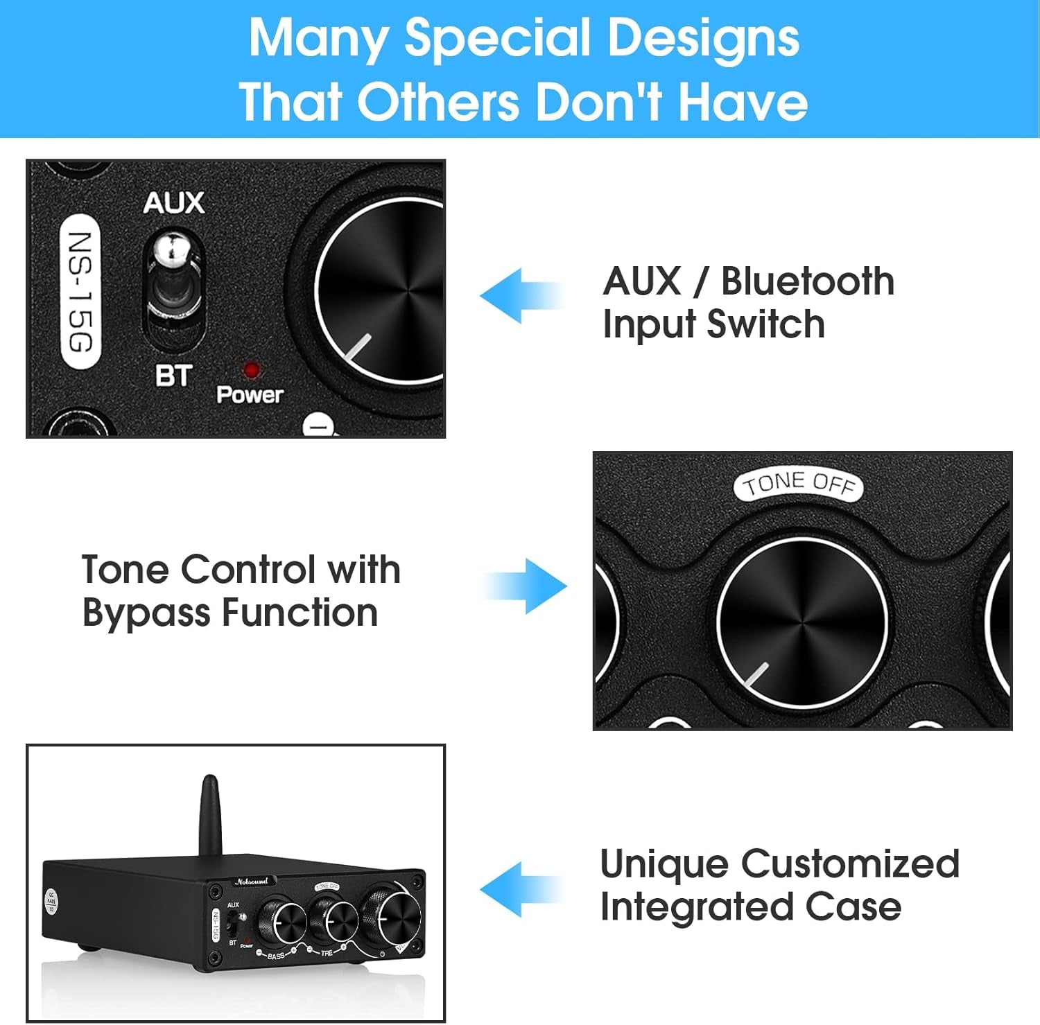 Nobsound 200W Mini Bluetooth Digital Verstärker Hifi Stereo Amplifier Mit Bass Und Höhenregler Für Heimlautsprecher