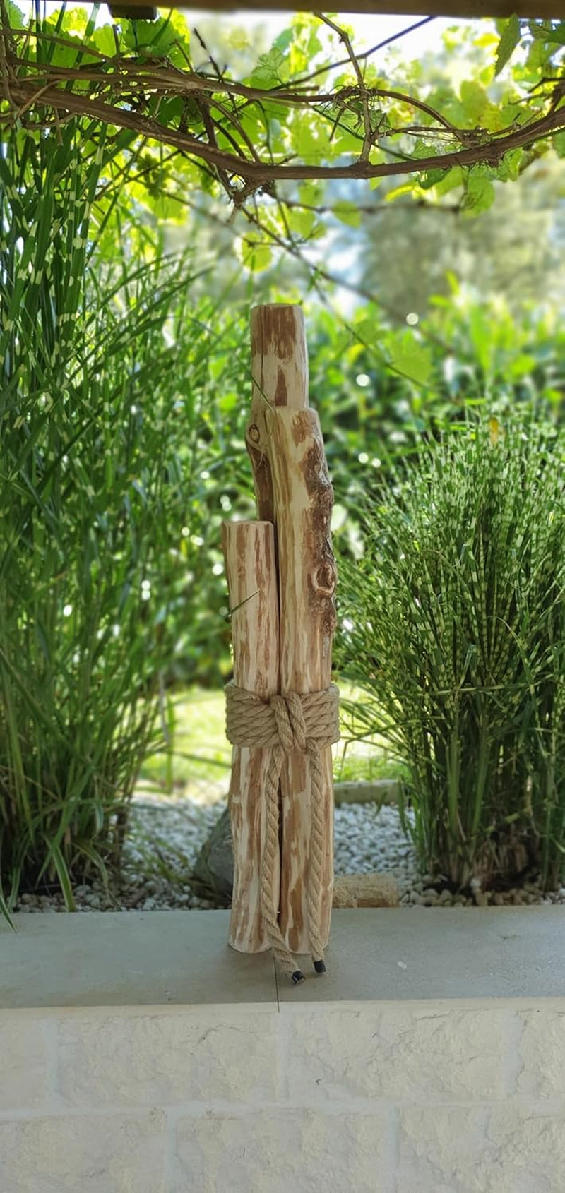 Nature LOUNGE Maritime Windlichtsäulen Aus Haselnuss - Naturholz Dekoration Haus Und Garten (60 Cm)