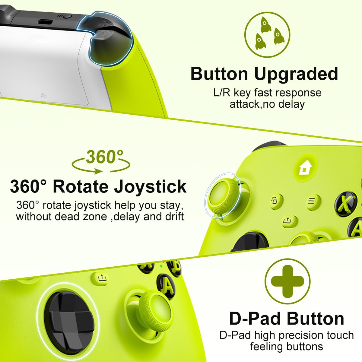 Xbox Controller Wireless Für Xbox One, Xbox Series X/S, Xbox One X/S,Wireless Controller Mit 2.4Ghz Wireless Adapter,Mit 3.5Mm Kopfhörerbuchse,Gelb