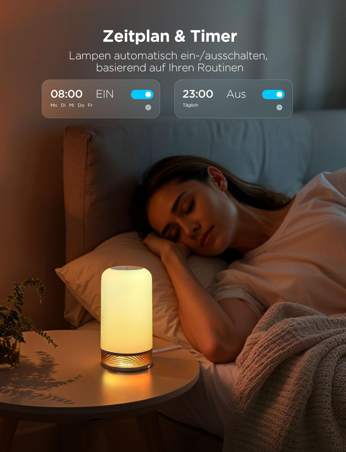 Govee LED Tischlampe, Nachttischlampe Touch Dimmbar RGBICWW, Steuerung Von Alexa Mit 70+ Szenenmodi, 500 Lumen, Funktioniert Mit Matter, 2700-6500K, Für Wohnzimmer Und Schlafzimmer