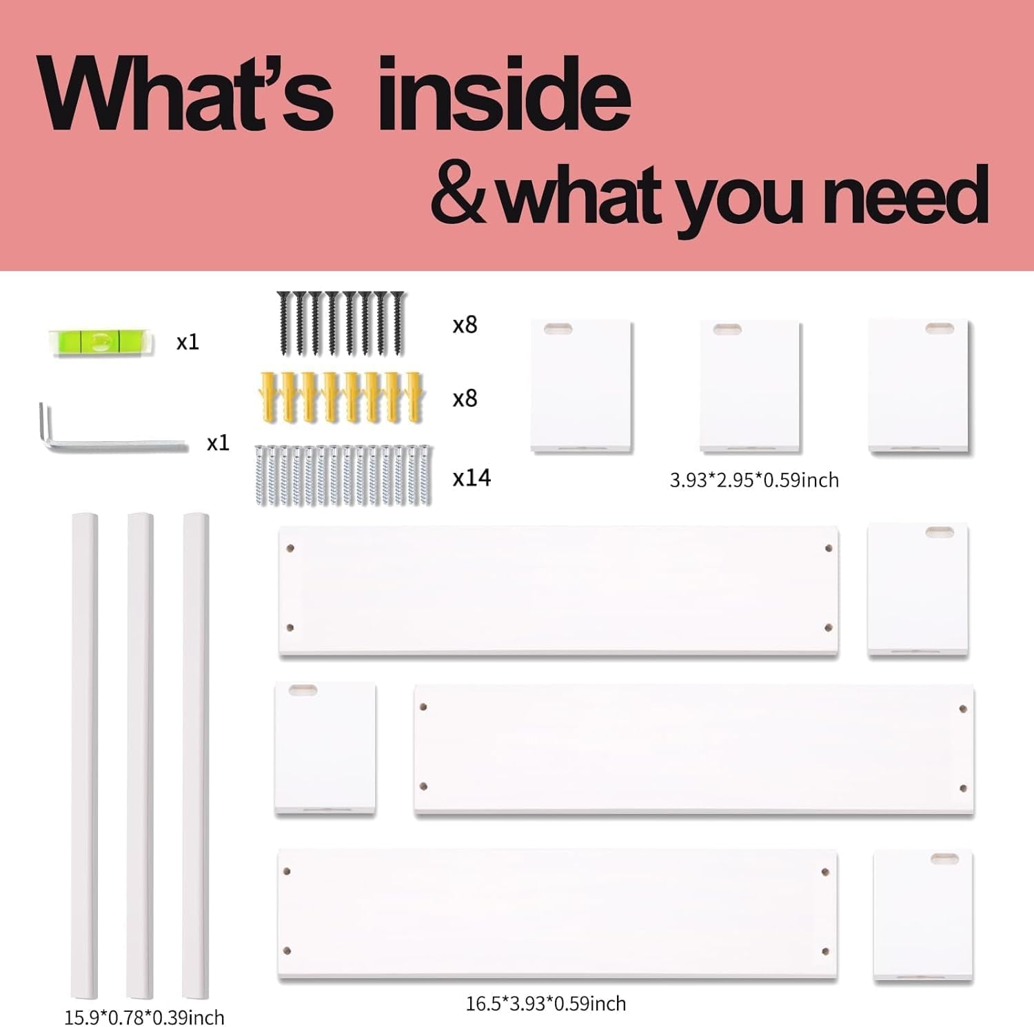 Bücherregal Für Kinder, 41.5Cm Schweberegale Wandregal Für Wand 3Er-Set, Baby-Kinderzimmer-Dekoration, Massivholz, Wandregale Für Kinderzimmer, Schlafzimmer, Wohnzimmer, Badezimmer, Küche Und Mehr