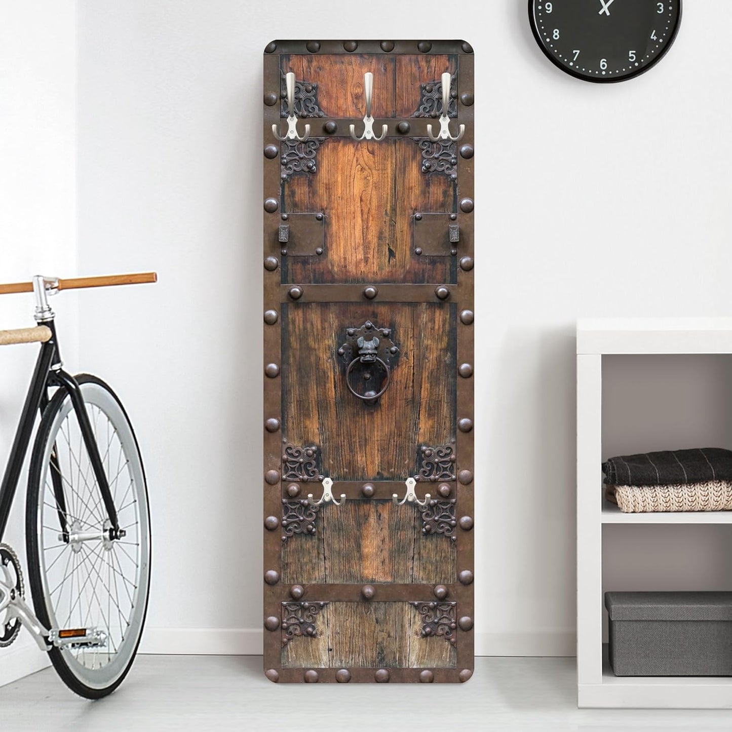 Bilderwelten Garderobe Vintage 105Cm X 34Cm 3D-Optik Historische Holztür Garderobenhaken Garderobenpaneel Flurgarderobe Flur-Möbel Wandgarderobe Holz