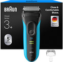 Braun Series 3+ Rasierer Herren Elektrisch, Elektrorasierer, 3 Flexible Klingen, Rasierapparat, Effizienter Microcomb Mitteltrimmer, Präzisionstrimmer, Nass- & Trockenrasierer Für Männer, 3040Si, Blau