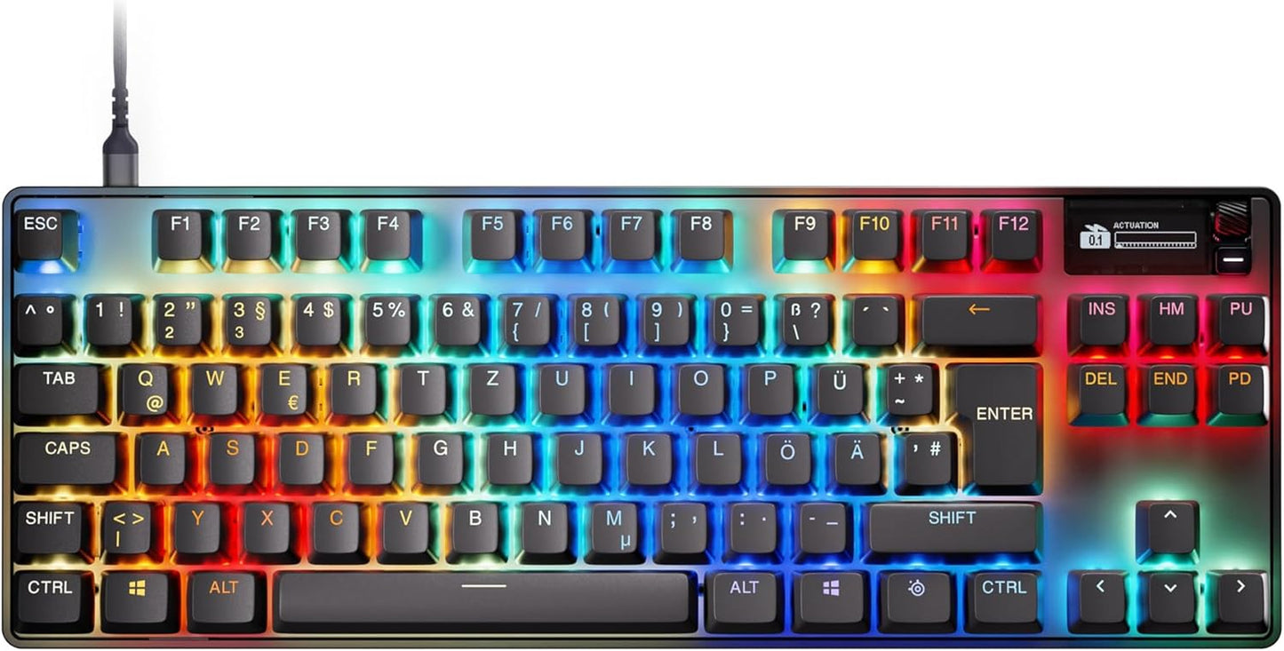 Steelseries Apex Pro TKL Gen 3 - Gaming Keyboard - Hall Effect Switches; Omnipoint 3.0 - Adjustable Actuation - Game-Ready Presets - Rapid Trigger, Protection Mode, Rapid Tap/Socd - German QWERTZ