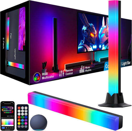 RGB Lightbar Funktioniert Mit Alexa, Gaming Lampe, Fernseher Beleuchtung per App Und Fernbedienung, Musik Sync, Timer, Ambiente Lampe Für Schreibtisch Monitor Zimmer Feiertage