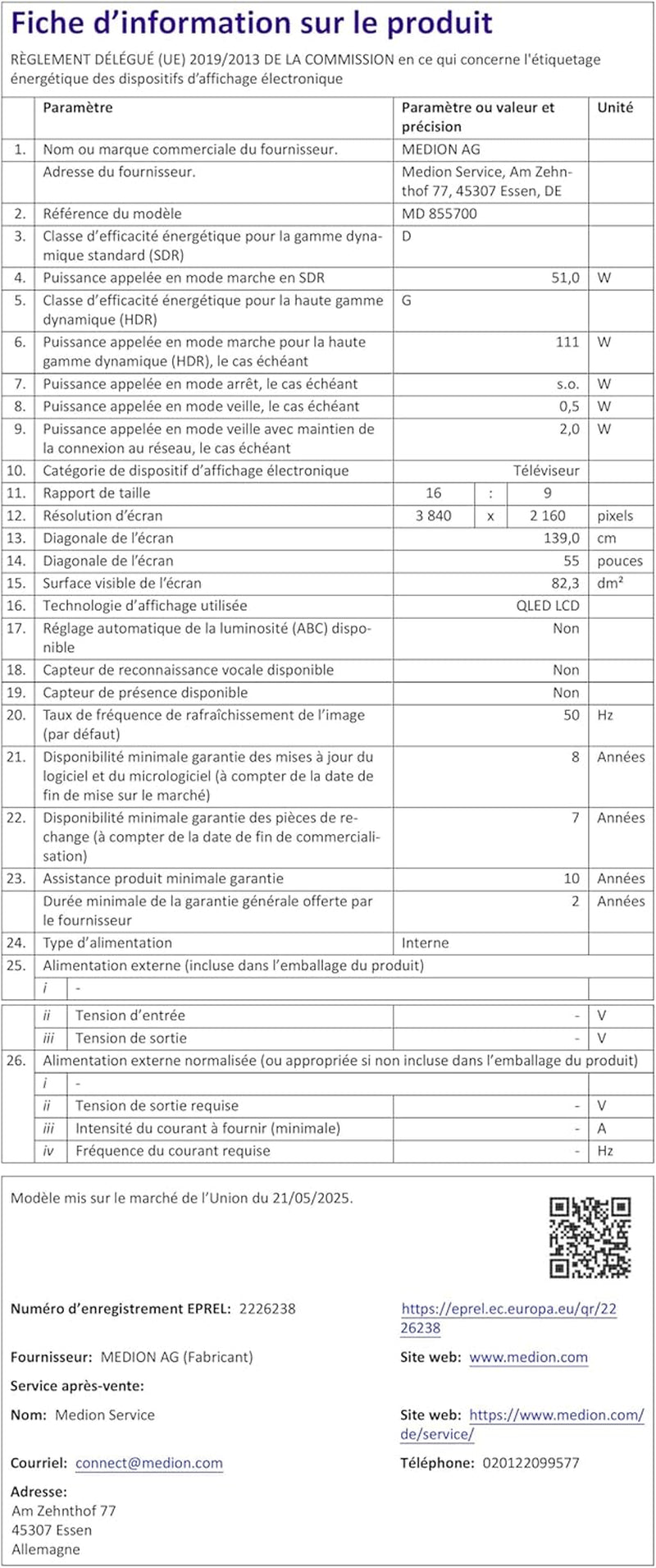 MEDION 138,8 Cm (55 Zoll) QLED Fernseher (Smart TV, 4K, Dolby Vision HDR, Prime Video, Disney+, Dolby Atmos, DTS X, Kompatibel Mit Google TV, PVR, Bluetooth, MD 855700)