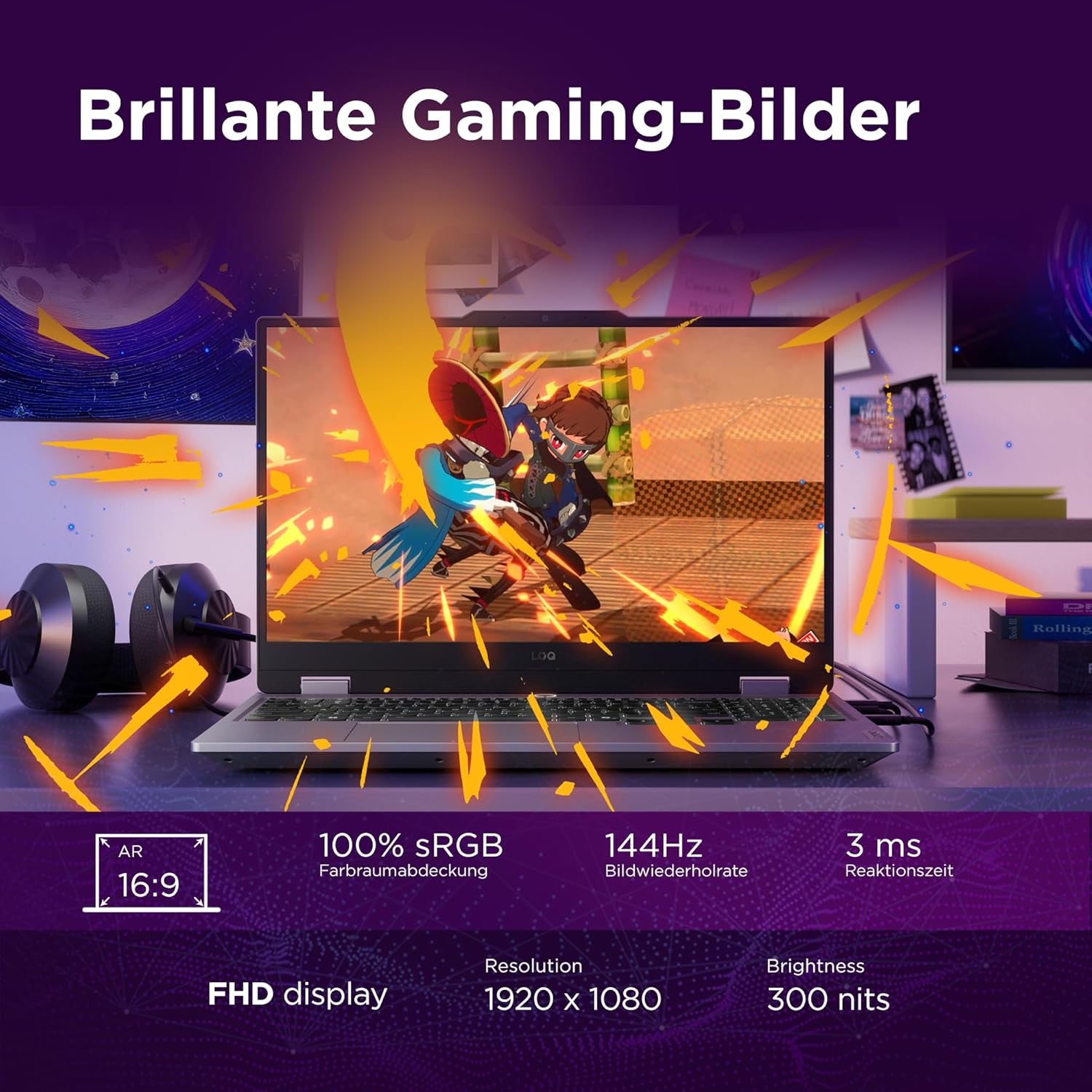 Lenovo LOQ Gaming AI Laptop | 15.6" Full HD 144Hz | NVIDIA Geforce RTX 5060 8GB | Intel Core I5-13450Hx | 16GB RAM | 1TB SSD | Win11 | QWERTZ Weiß Beleuchtet | Grau | 3 Monate Gamepass