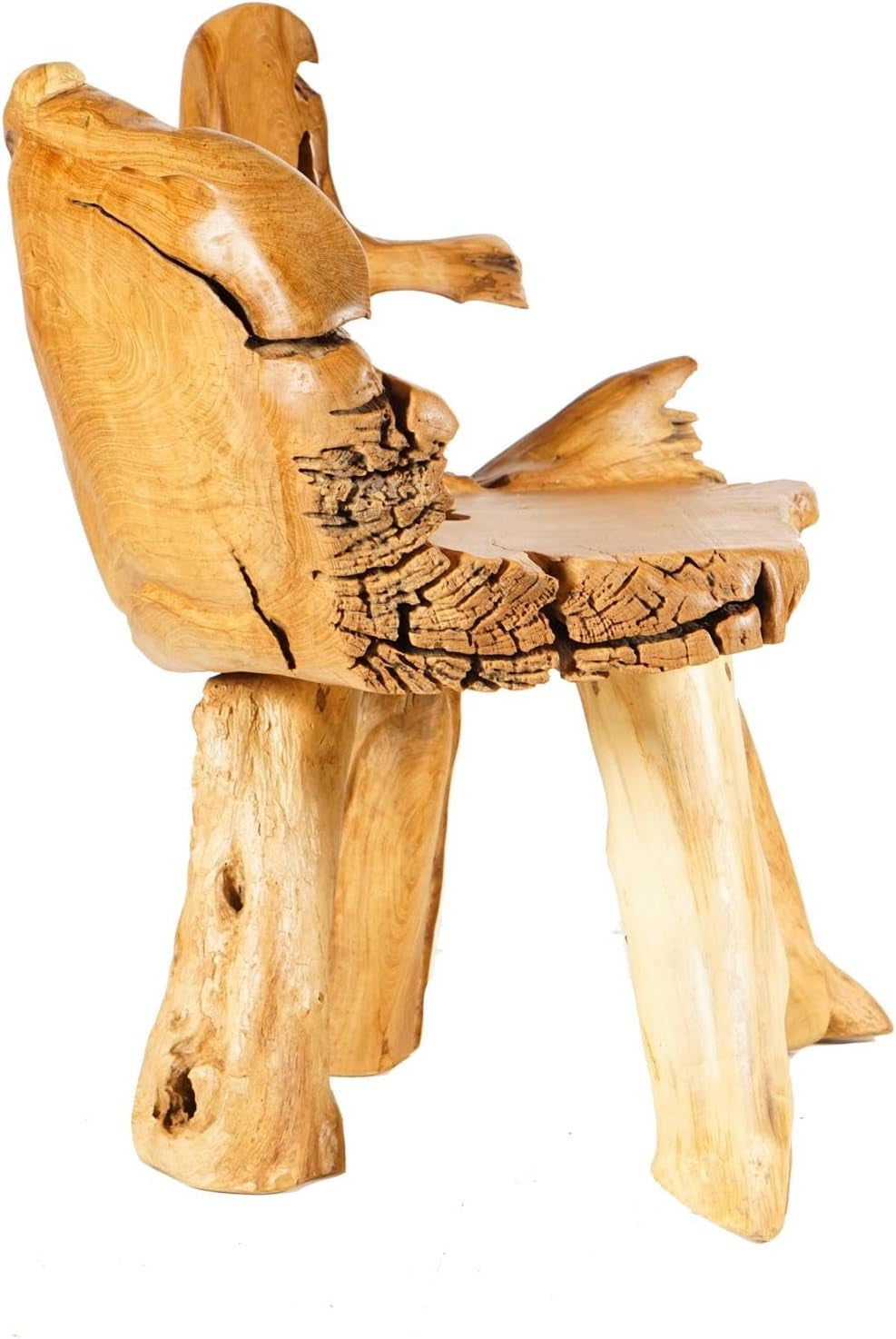 Windalf Rustikale Sitzbank ALVANI 120 Cm Natur Landhaus Küchenbank Handarbeit Wurzelholz