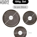 Moritz & Moritz VIDA Geschirrset 6 Personen Anthrazit 18-Tlg. - Modernes Porzellan Geschirr Set - Kratz-, Mikrowellen- & Spülmaschinenfest, Essgeschirr, Tafelservice, Kombiservice 6 Personen